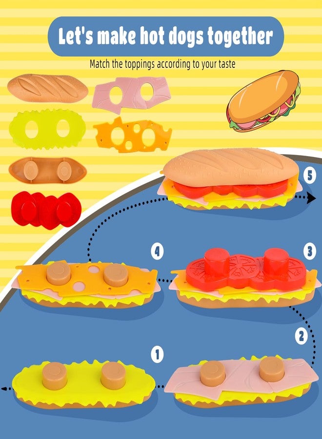 Fegalop Pretend Play Fast Food Set,Play Food for Kids with Take Apart Burger and Hot Dog Plastic Toys Food,Play Kitchen Accessories Role Play Toys Christmas Birthday Gift for Kids Toddler Boys Girls - Image 3